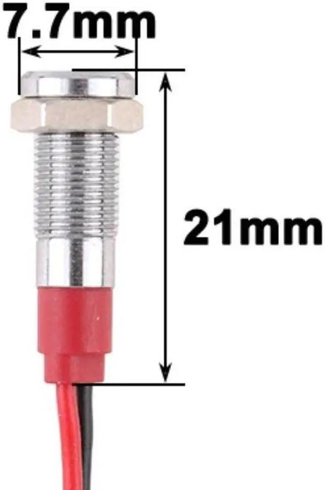 Alt view image 2 of 2 - BMA-160 - INDICATOR LED 12V 6MM GRN CHMT WIRES METAL IP67 PILOT LIGHT