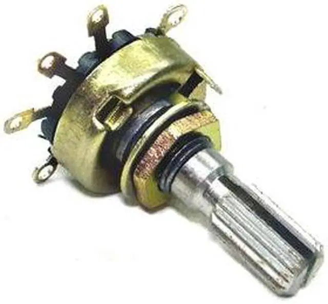 Main image of RPE-45K-724 - POT LOG 45K SW 1/4IN RND 16MM SOL SPLIT KNURL SHAFT