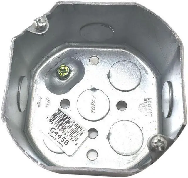 Alt view image 3 of 3 - G4456 - ELECTRICAL BOX 4 INCH OCTAGON KNOCK OUTS 2-1/8 1NCH DEEP STEEL