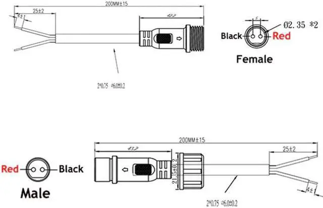 Alt view image 2 of 2 - BKZY-4184 - CABLE ASSY 2PIN WATRPROOF MALE/ FEMALE KIT FOR LED STRIPS