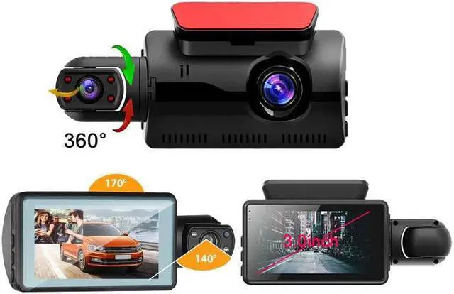 Alt view image 2 of 3 - CE-DVR-H11 - DASH CAMERA 1080P DUAL LENS 3IN IPS DISPLAY OUTSIDE AND INSIDE