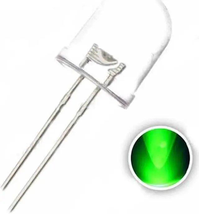 Alt view image 2 of 2 - NTE30066 - LED10 WATERCLEAR GRN 3500MCD 4V 20MA (2 pcs/pkg)