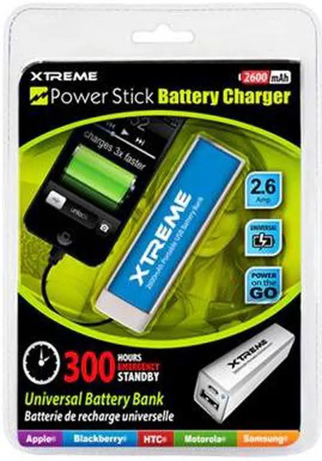 Alt view image 3 of 4 - Xtreme Cables 2600mAh Power Stick Battery Charger, Blue #88262