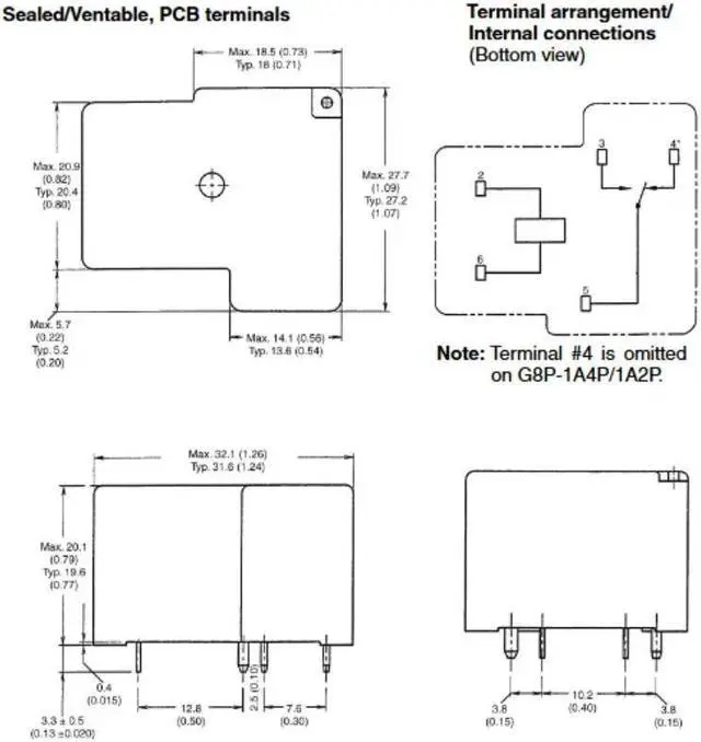 Alt view image 3 of 4 - G8P-1C2P DC24 - RELAY DC 24V 1P2T 10A 5P PCMT 10A/250VAC