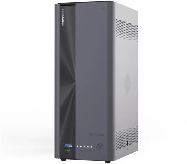 Main image of LincStation E1 4-Bay Hybrid Private Cloud NAS Server | 2x SATA, 2x NVMe M.2 SSD Slots, Up to 76TB Network Storage, Auto Phone Backup via Dual-Band Wi-Fi, 4K HDMI, 2.5GbE LAN, No Monthly Subscription