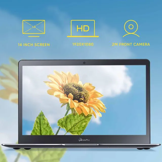 Alt view image 2 of 7 - LincPlus P2 14.1" FHD IPS Laptop, Windows 11 Home S Mode, Intel Celeron N3350, 4GB RAM, 64GB Storage, Metal Body Notebook Computer with USB-C, Expandable SSD for Students & Home Office