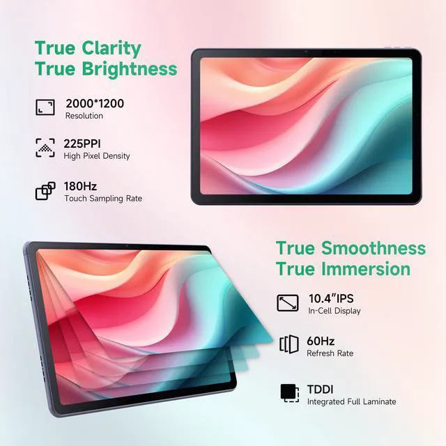 Alt view image 2 of 7 - LincPlus T3 10.4" Android Tablet, 2K IPS Display, MediaTek Helio G99 Octa-Core, 8GB RAM, 128GB UFS 2.2, 1TB Expandable, 7000mAh Battery, WiFi, GPS
