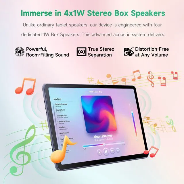 Alt view image 6 of 7 - LincPlus T3 10.4" Android Tablet, 2K IPS Display, MediaTek Helio G99 Octa-Core, 8GB RAM, 128GB UFS 2.2, 1TB Expandable, 7000mAh Battery, WiFi, GPS