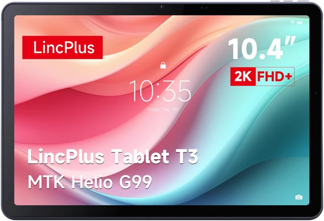 Main image of LincPlus T3 10.4" Android Tablet, 2K IPS Display, MediaTek Helio G99 Octa-Core, 6GB RAM, 128GB UFS 2.2, 1TB Expandable, 7000mAh Battery, WiFi, GPS