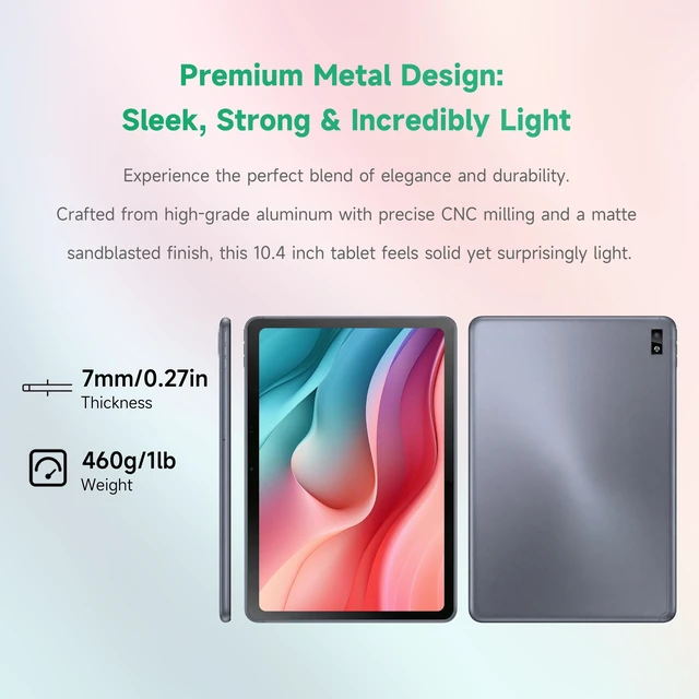 Alt view image 7 of 7 - LincPlus T3 10.4" Android Tablet, 2K IPS Display, MediaTek Helio G99 Octa-Core, 6GB RAM, 128GB UFS 2.2, 1TB Expandable, 7000mAh Battery, WiFi, GPS