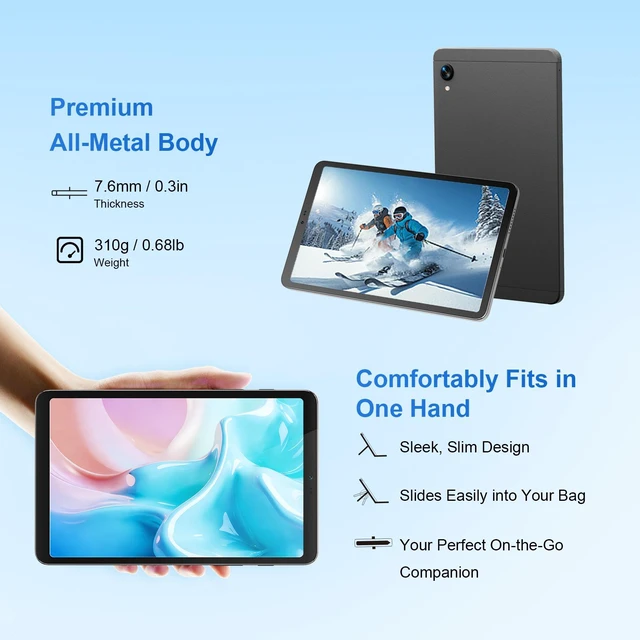 Alt view image 5 of 7 - LincPlus M8 8.4-Inch Android 15 Tablet, MediaTek Helio G99, 12GB RAM, 128GB Storage, 1920 x 1200 90Hz IPS Display, 6000mAh Battery, Widevine L1, Silicone Case Included