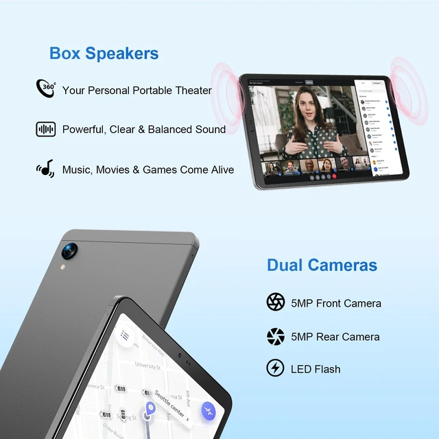 Alt view image 6 of 7 - LincPlus M8 8.4-Inch Android 15 Tablet, MediaTek Helio G99, 12GB RAM, 128GB Storage, 1920 x 1200 90Hz IPS Display, 6000mAh Battery, Widevine L1, Silicone Case Included