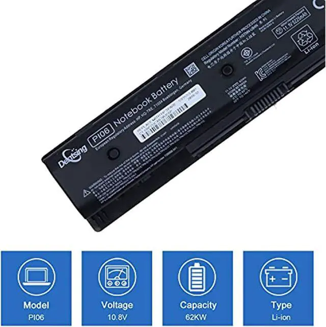 Alt view image 2 of 6 - Pi06 (10.8V 62Wh) Compatible Laptop Battery With Hp Envy 14 15 17 Pavilion 14 15 17 17T Series Notebook P106 Pi06xl Pi09 709988-421 709988-541 709988-851 709989-421 710416-001 710417-001