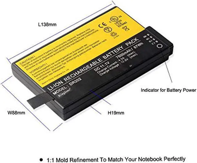 Alt view image 4 of 14 - Dr202 Battery For Getac Bp-Lp2900/33-01Pi Bp-Lc2600/32-01Pi Bp-Lp3070/32-01Pi X500 V100 V200 S400 Rugged Notebook For Dr202i Dr202s Li202s Rs2020 Me202 7800Mah/87Wh