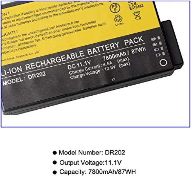 Alt view image 6 of 14 - Dr202 Battery For Getac Bp-Lp2900/33-01Pi Bp-Lc2600/32-01Pi Bp-Lp3070/32-01Pi X500 V100 V200 S400 Rugged Notebook For Dr202i Dr202s Li202s Rs2020 Me202 7800Mah/87Wh