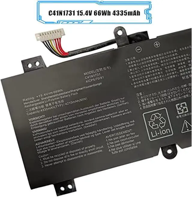 Alt view image 3 of 7 - C41n1731 15.4V 66Wh 4335Mah Laptop Battery Replacement For Asus Gl504 Gl504gm Gl504gs Rog Strix Gl504gw