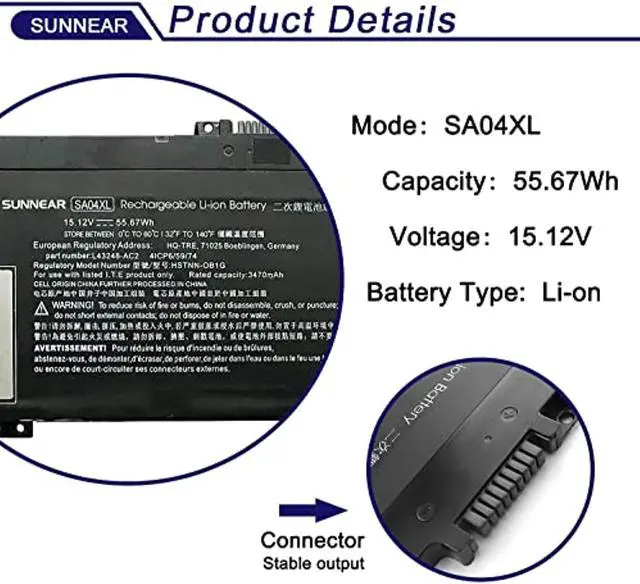 Alt view image 2 of 7 - Sa04xl L43267-005 Laptop Battery Replacement For Hp Envy X360 15-Dr 15-Ds 15M-Dr 15M-Ds 15Z-Ds 15T-Dr 17-Cg 17M-Cg 17T-Cg 15-Dr1xxx 15M-Ds0011dx 15M-Dr0012dx Series L43248-541 Hstnn-Ob1g