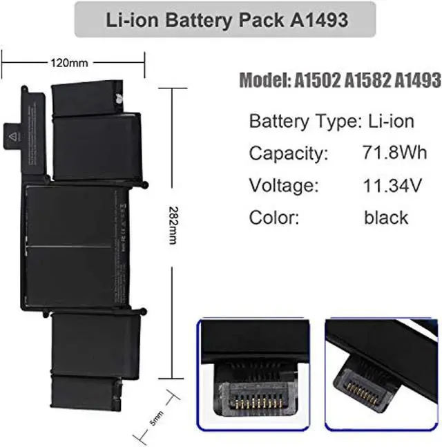 Alt view image 2 of 6 - A1582 1502 A1493 Battery Compatible With Macbook Pro Battery 13 Inch Retina Late 2013 Mid 2014 Early 2015, Fit Macboopro 11,1 12,1 Emc 2678 2875 2835 Me864 Me865 Me866 Me867 Mgx72 Mgx82 Mgx92 Mgxd2
