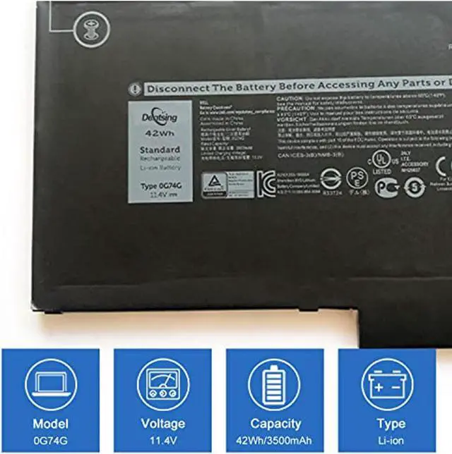 Alt view image 2 of 6 - 42Wh 0G74g Laptop Battery Compatible With Dell Latitude 5300 5310 7300 7400 5300/5310 2-In-1 Series Notebook 0G74g Og74g 02Pfpw 11.4V/3500Mah 3-Cell