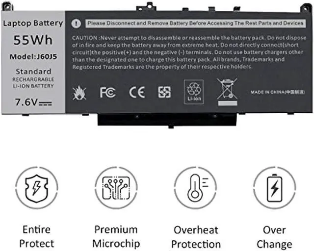Alt view image 3 of 7 - Battery For Dell Latitude E7470 E7270 7470 7270 7.6V 55Wh Battery Type Mc34y 242Wd 1W2y2 J60j5