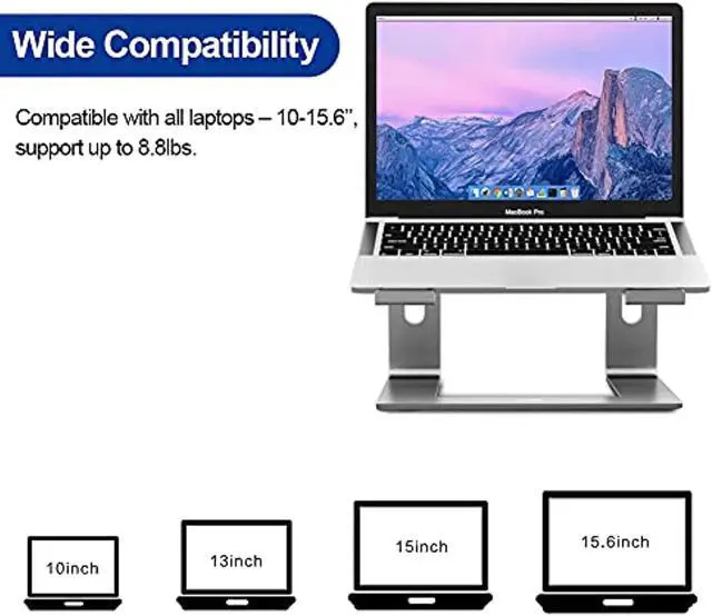 Alt view image 3 of 7 - Ls03 Aluminum Laptop Stand, Ergonomic Detachable Computer Stand, Riser Holder Notebook Stand Compatible With Air, Pro, Dell, Hp, Lenovo More 10-15.6" Laptops, Gray