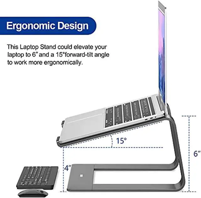 Alt view image 4 of 7 - Ls03 Aluminum Laptop Stand, Ergonomic Detachable Computer Stand, Riser Holder Notebook Stand Compatible With Air, Pro, Dell, Hp, Lenovo More 10-15.6" Laptops, Gray