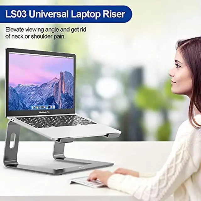 Alt view image 7 of 7 - Ls03 Aluminum Laptop Stand, Ergonomic Detachable Computer Stand, Riser Holder Notebook Stand Compatible With Air, Pro, Dell, Hp, Lenovo More 10-15.6" Laptops, Gray