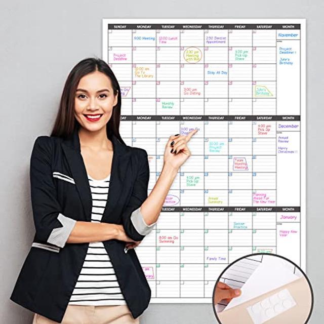 Large Dry Erase Calendar For Wall - 3 Month Vertical Wall Calendar