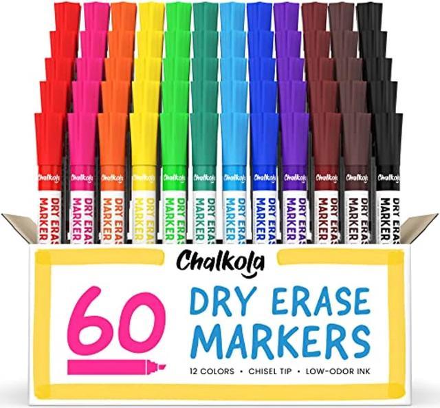 Dry Erase Markers Bulk Pack Of 60 (12 Vibrant Colors), Chisel Tip White Board  Markers Dry Erase Pens - Whiteboard Markers For Kids, Home, Office  Supplies, Back To School Supplies 