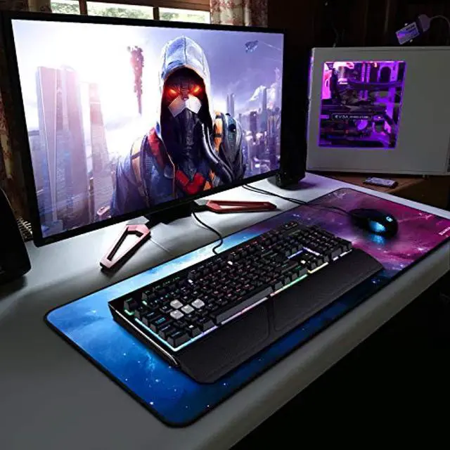Alt view image 2 of 7 - Gaming Mouse Pad, Extended Mouse Pad Large Mouse Pad With Anti-Slip Rubber Base And Durable Stitched Edges, Ultra Thick 3Mm, Xl Gaming Mouse Pad Keyboard Pad For Computer, Desktop&Laptop