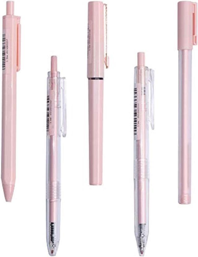 Bupoo Gel Pens Set,0.35Mm Pens Fine Point & 0.5Mm Pens Fine Point, Black  Quick-Drying Ink.There Are 5 Types Of Gel Ink Pens (Light Pink) 