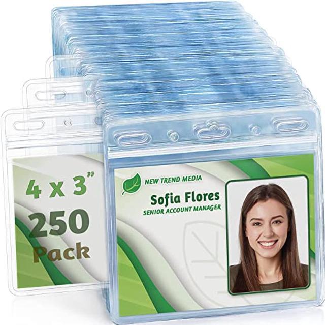 Horizontal Vaccine Card Protector (Sealable 4X3 Inch, 250 Pack), Waterproof Id  Holder, Id Card Holder Bulk, Name Badge Holder, Name Tag Holder, Plastic Badge  Holder, Clear Card Id Badge 