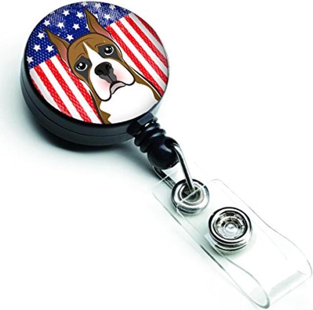 Bb2153br American Flag And Boxer Retractable Badge Reel, Belt Clip,  Multicolor 
