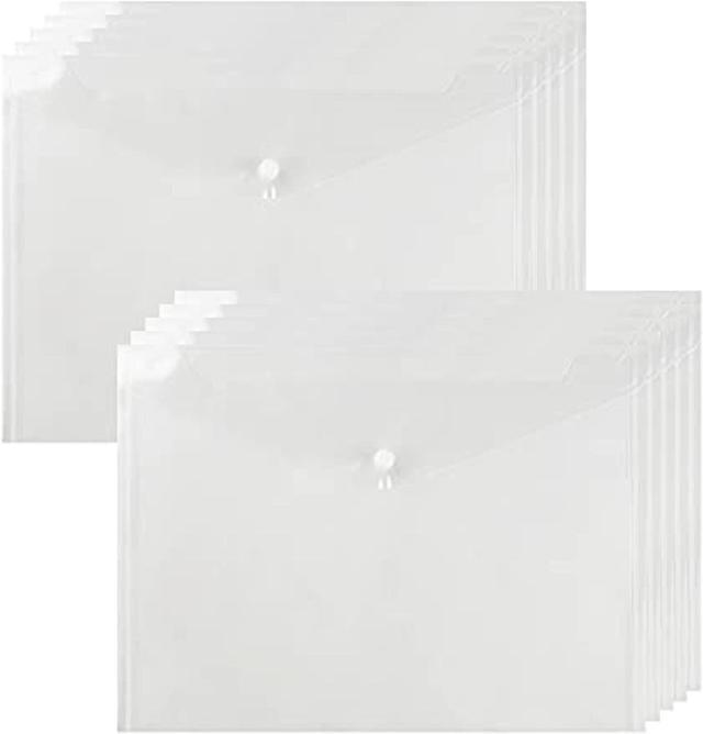  Clear Document Folders Transparent Filing Envelopes Waterproof Plastic  Envelopes File Holder Filing Document Poly Envelope with Snap Button  Closure for A4 Letter Paper Size (White/5 Pcs) : Office Products