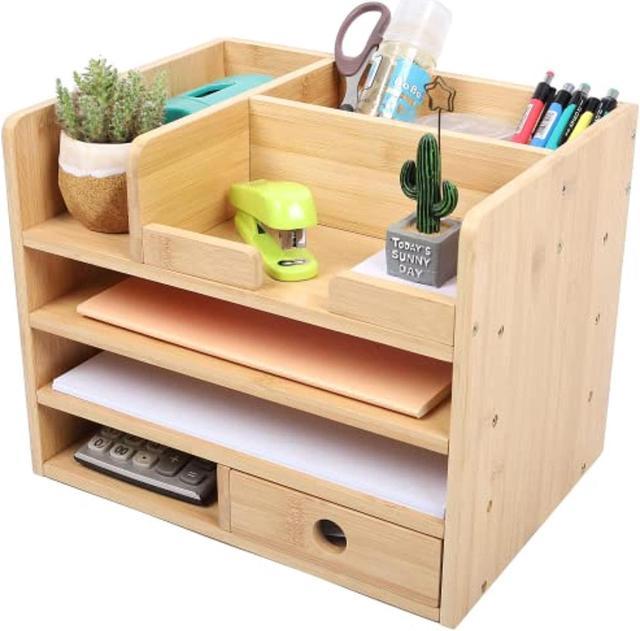 Bamboo Desk Organizers And Storage With Drawer Small Desk Bamboo Wood Desk  Organizer Office And Home Supply Organizer Wood Storage For Office Supplies  Toiletries Crafts Great For Desk Vanity Tabl 