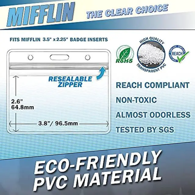 Alt view image 3 of 7 - Lanyard (Blue, 3.5X2.25 Inch, 100 Pack) With Clear Plastic Horizontal Id Badge Holder, Heavy Duty Name Pouch With Soft, Woven, Neck Lanyards