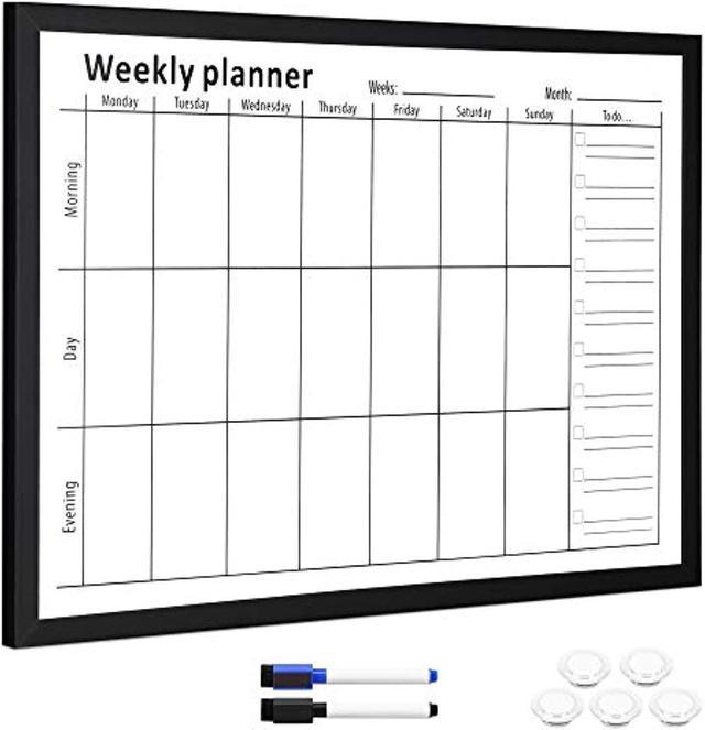 Weekly Planner White Board - 16 X 24 Magnetic Dry Erase Whiteboard  Calendar With 7-Day Week Plan For Wall - Includes Markers And Magnets 