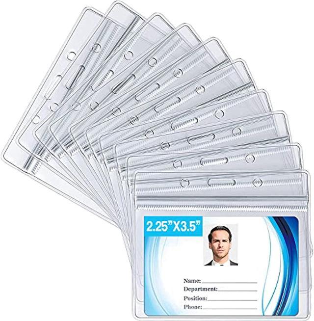 Id Card Name Tag Badge Holder, Waterproof Sealable Clear Plastic Horizontal  Id Card Holder For Work Id, Key Card, Drivers License, Not For Cdc Vaccine  Cards (Horizontal 10 Pack) 