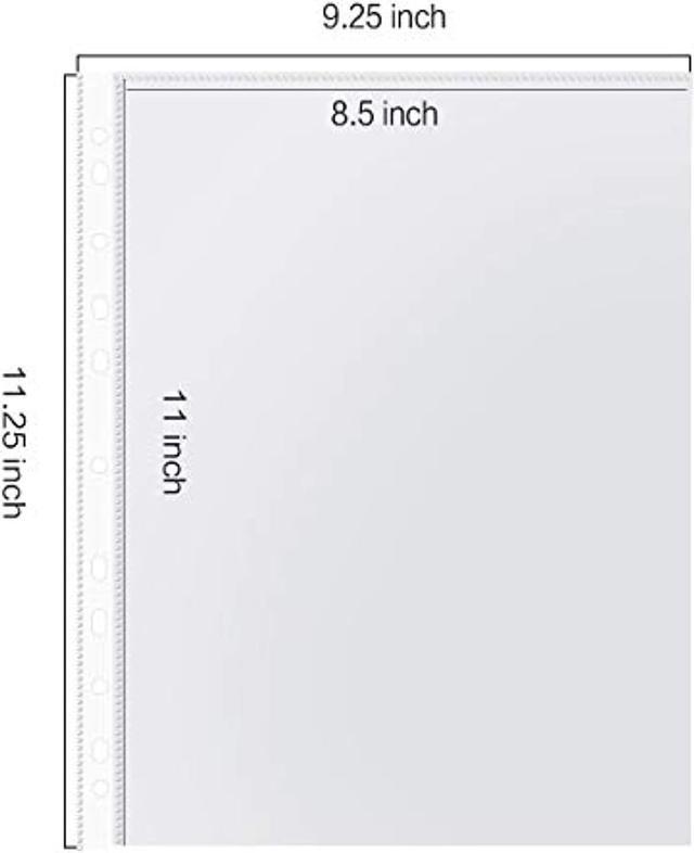 11-Hole Clear Sheet Protectors, Holds 8.5 x 11 inch Sheets, 9.25 x