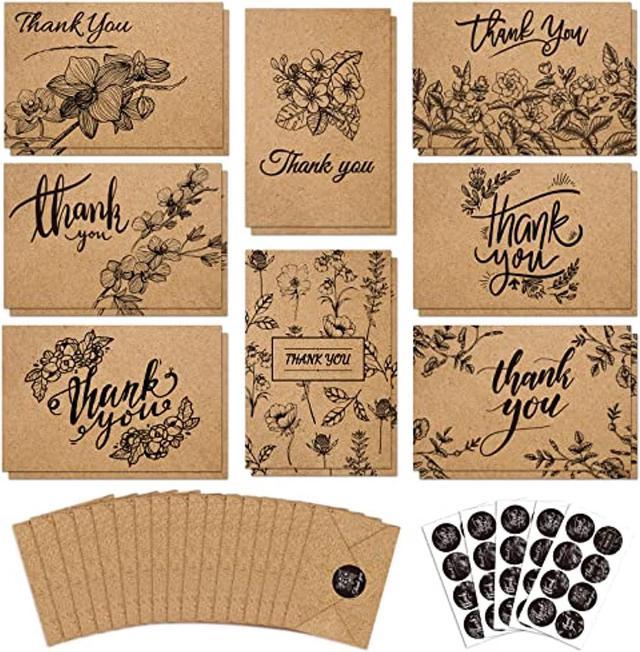 144 Bulk Thank You Cards, 4X6 Inch Brown Kraft Thank You Note