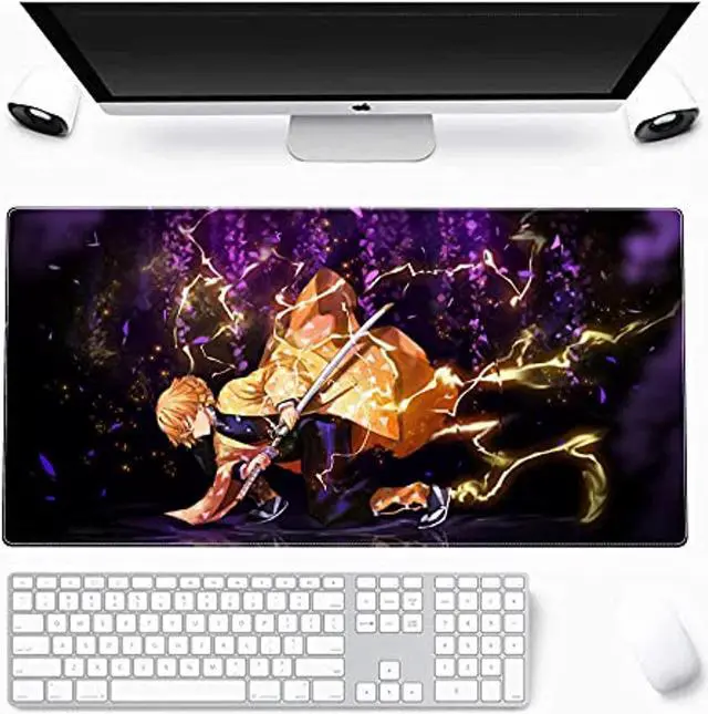 Alt view image 2 of 7 - Large Mouse Pad, Extended Gaming Mousepad Non-Slip Base Keyboard Pad,Desk Mat 24" X 14" In, Anime Mouse Pad (Japanese Anime Demon Slayer Agatsuma Zenitsu)