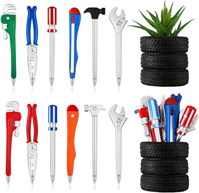 14 Pieces Novelty Tool Ballpoint Pens Set With 2 Pieces Tire Shaped Pen  Holder Hardware Ink Pens Writing Ballpoint Pens For Kids School Office Gift  Stationary Supplies Cactus Planter Pot 
