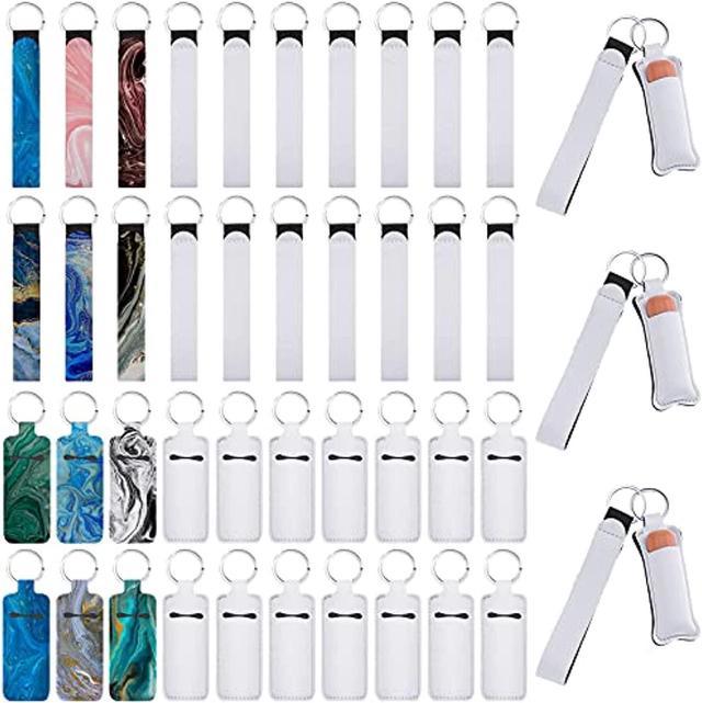 40 Pieces Sublimation Blank Wristlet Lanyards With Chapstick