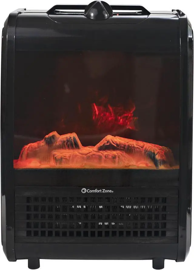 Comfort Zone 1200W Ceramic Electric Fireplace Heater, Black - Newegg.com