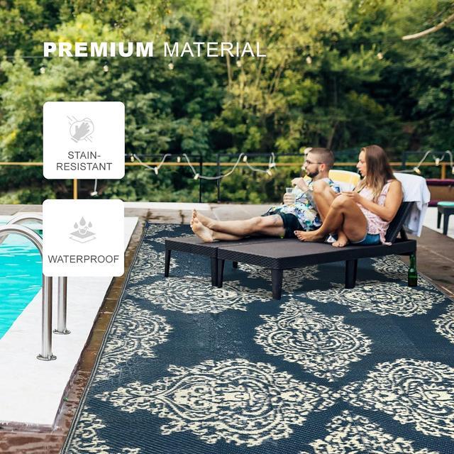 wikiwiki Outdoor Rug, 5x8ft Waterproof Reversible Mat Indoor Outdoor Rugs  Carpet, Small Area Rug Plastic Straw Rug for Patio Deck Balcony Pool RV