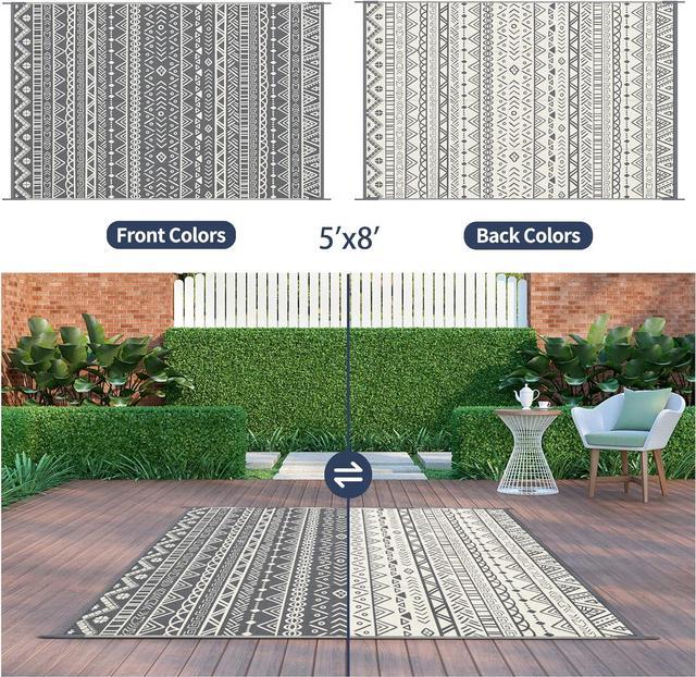 MCOW Patio Outdoor Rug Reversible Area Rugs Clearance Waterproof