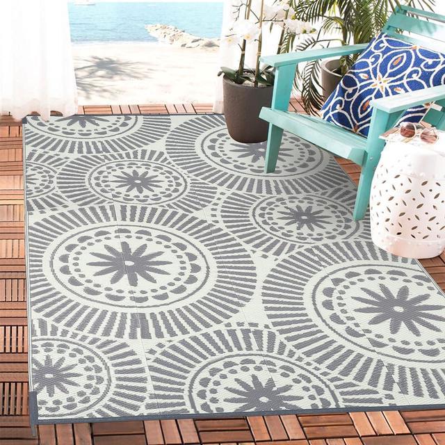 Outdoor Rug Carpet Waterproof 5x8ft Patio Rug Mat Indoor Outdoor Area Rug  for RV Camping Picnic Reversible Lightweight Plastic Straw Outside Rug for