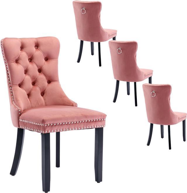 Pink velvet dining online chairs set of 4