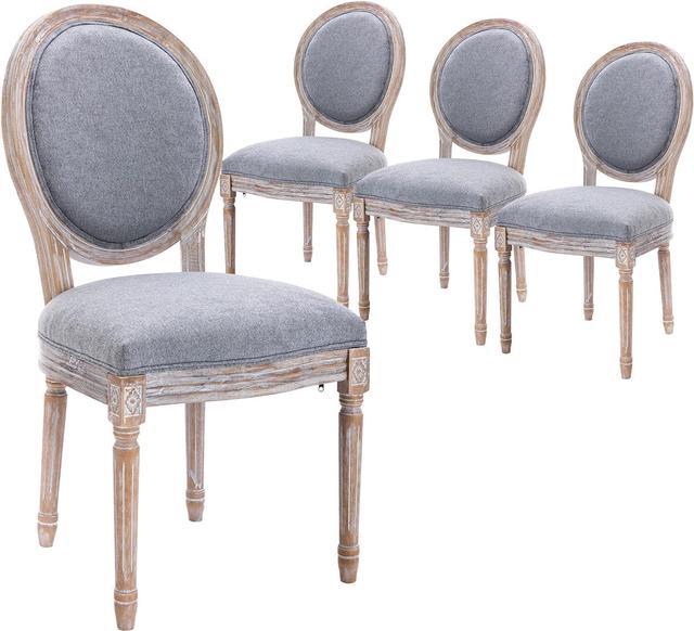 COLAMY French Country Vintage Dining Chairs Set of 4 Upholstered