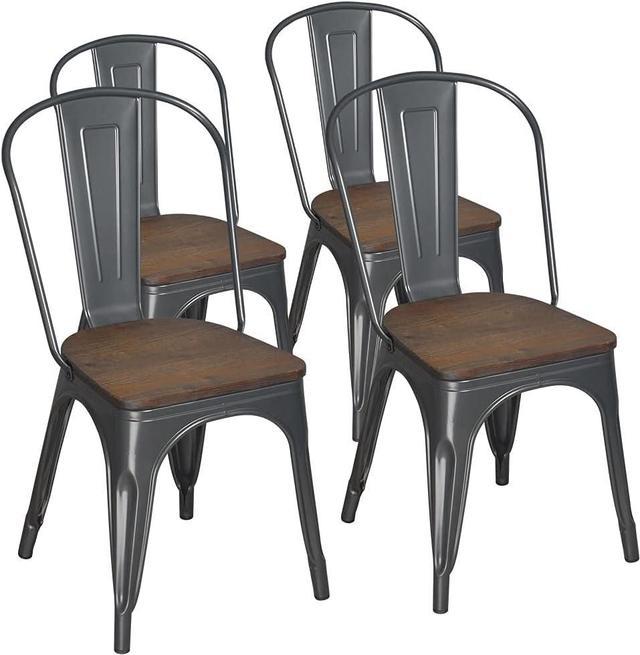 Gunmetal chairs with on sale wood seat